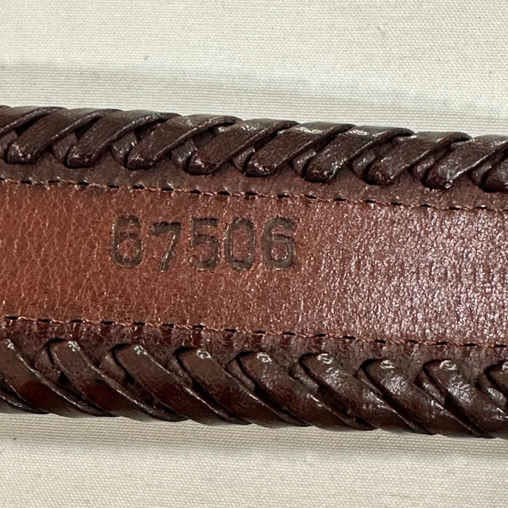 Vintage Western Woven Leather Belt Mens 36 Brown Braided Southwestern Buckle
